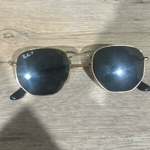 Ray Ban Hexagonal Sunglasses, Polarized - Like New with case